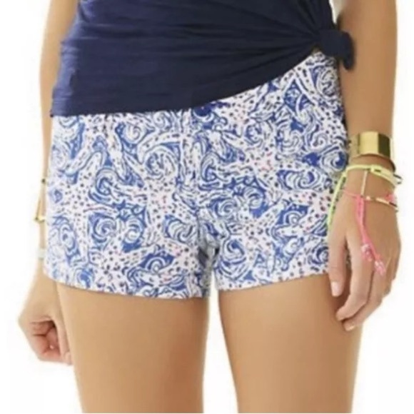 Lilly Pulitzer Women 00 Blue Star Crush Starfish Print Preppy 3” The Walsh Short - Picture 1 of 9